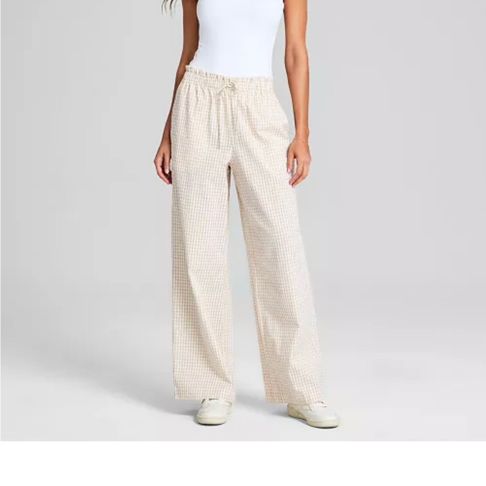 Wide Leg Gingham Pants in Cream - Picture 9 of 10